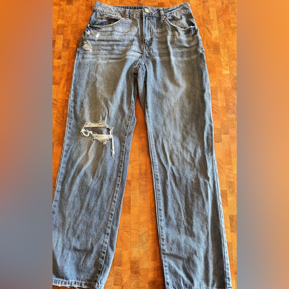 Rewash Distressed Blue Straight-Leg Jeans